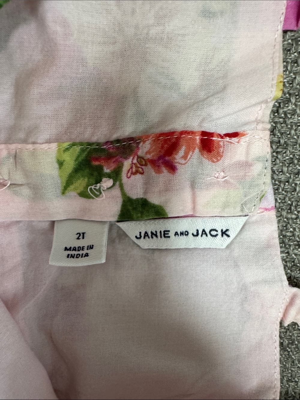 Janie and Jack  Pink Floral Tiered Sundress with Green Leaf Print - Picture 5 of 10